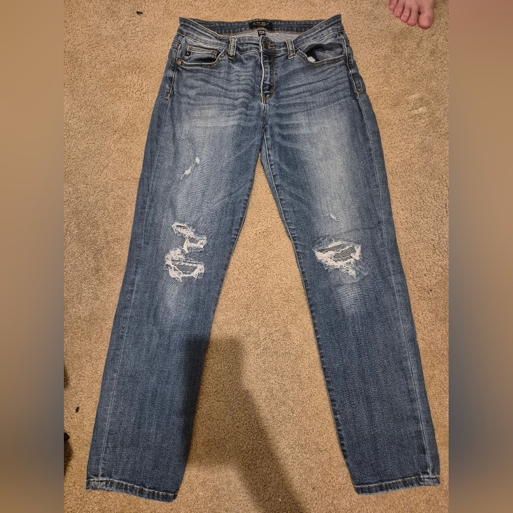 Judy Blue Women's Boyfriend Jeans - Distressed Blue